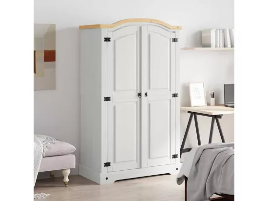 Garde-robe avec 2 portes Gamme Corona pin mexicain Blanc