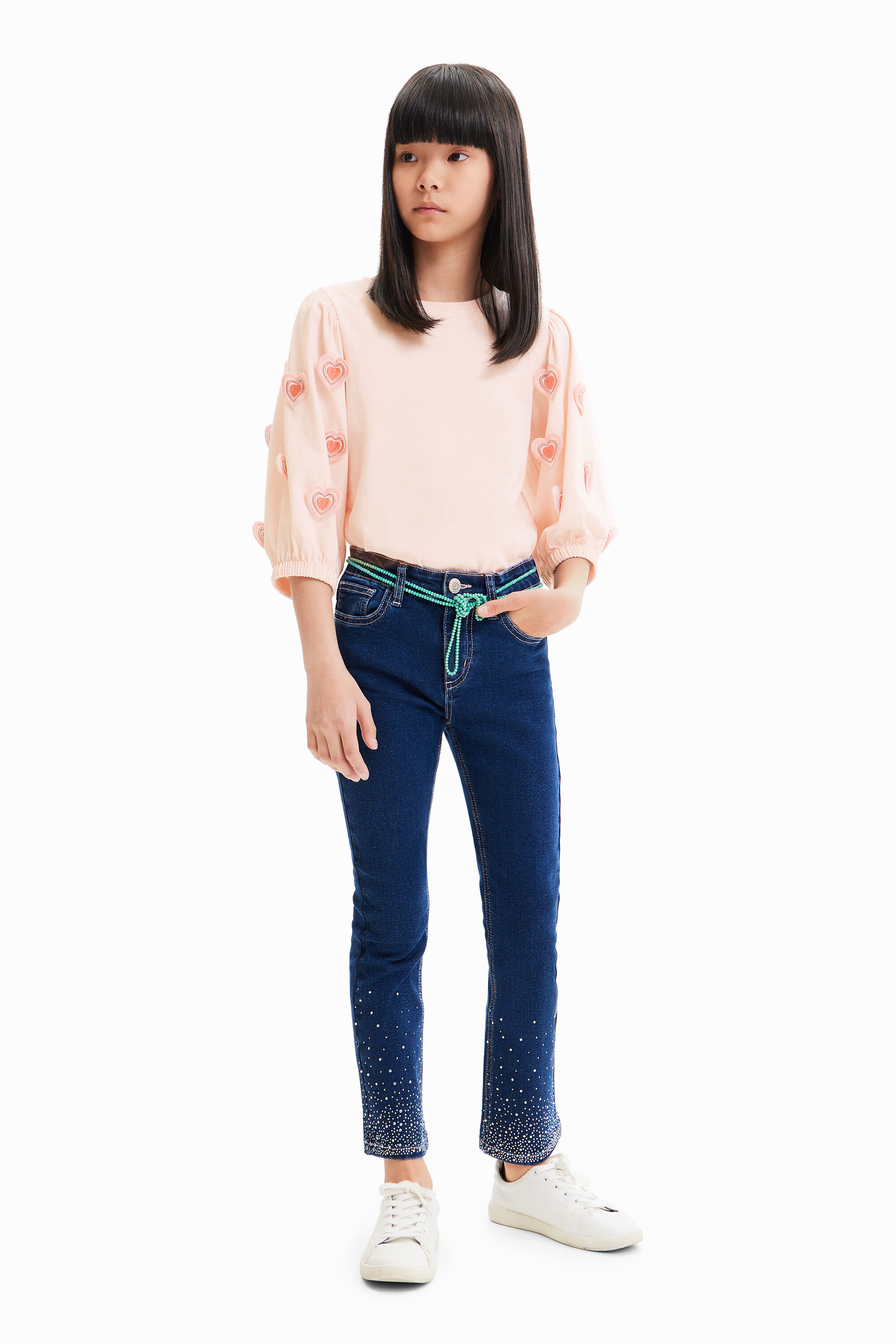T-shirt froncé cœurs