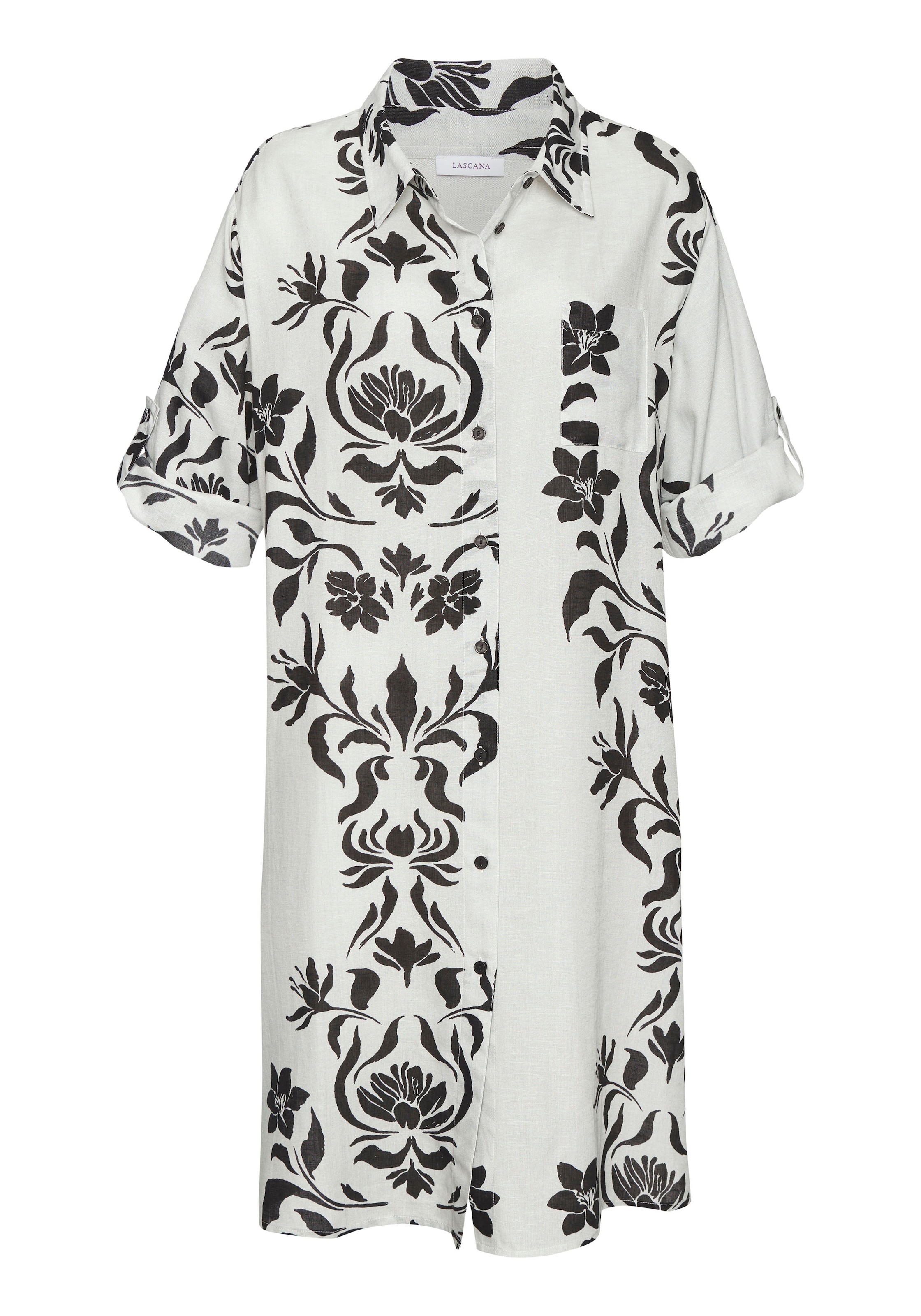 LASCANA Longbluse , aus weicher Webware mit Leinenanteil, sommerliches Blusenkleid