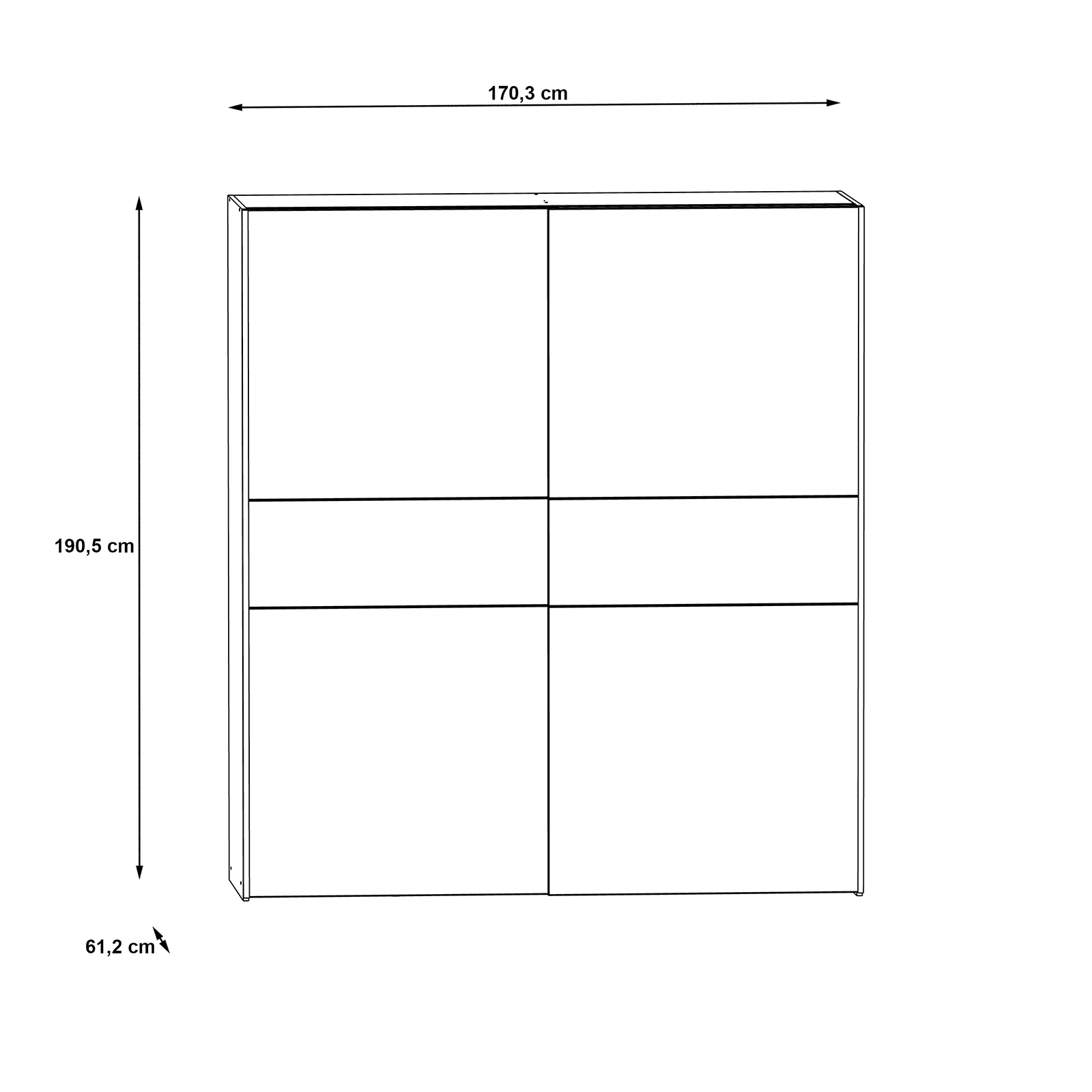 Schwebetürenschrank - weiß - mit Wechselbauchbinde - 170,3 cm