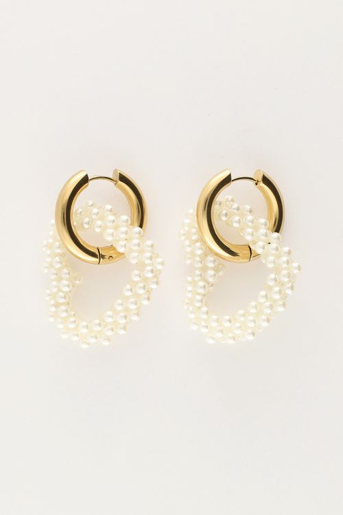 Statement oorringen hartje met parels