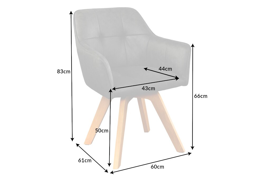 riess-ambiente Stuhl LOFT - antik grau drehbar Gestell aus massivem Buchenholz mit Armlehne