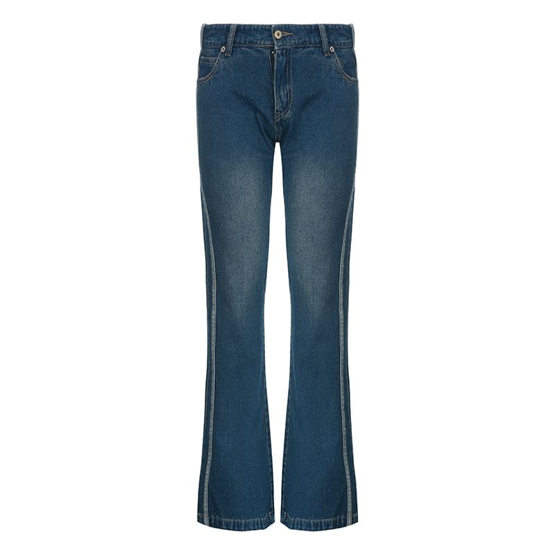 Puffie - Low Rise gestreepte slim-fit boot-cut jeans
