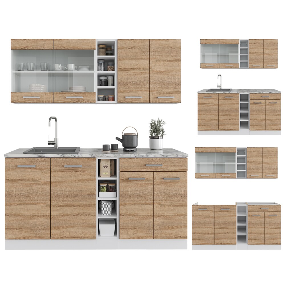 Vicco Küchenzeile Küchenblock Einbauküche R-Line Single Weiß Sonoma 180 cm