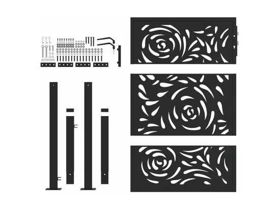 Portail de jardin noir 105x130 cm acier conception de flamme