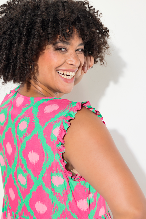 Kleid, Alloverdruck, V-Ausschnitt, ärmellos