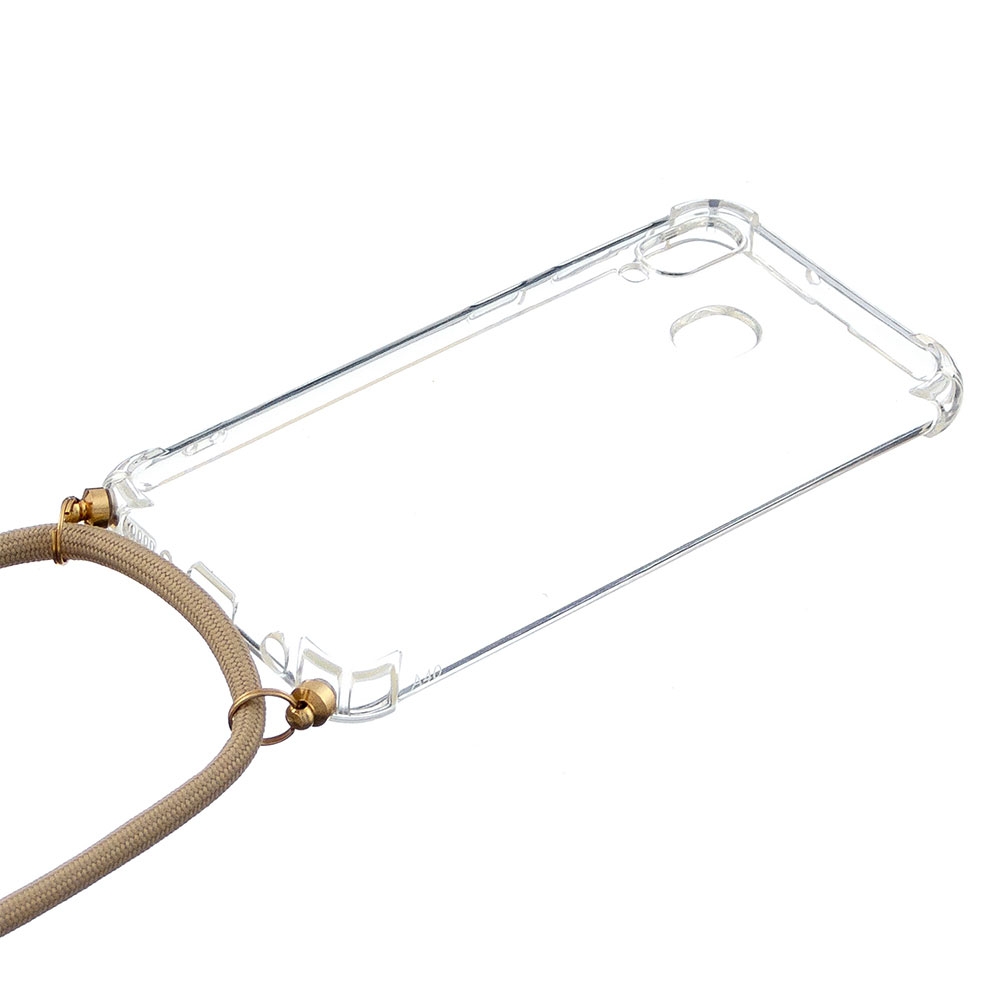 Samsung Galaxy A40 Necklace Gummi Hülle Air Cushion Fallschutz   Handykette (150cm) - Beige / Gold