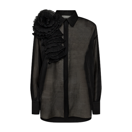Copenhagen Muse Bluebell Frill Skjorte, Black, L