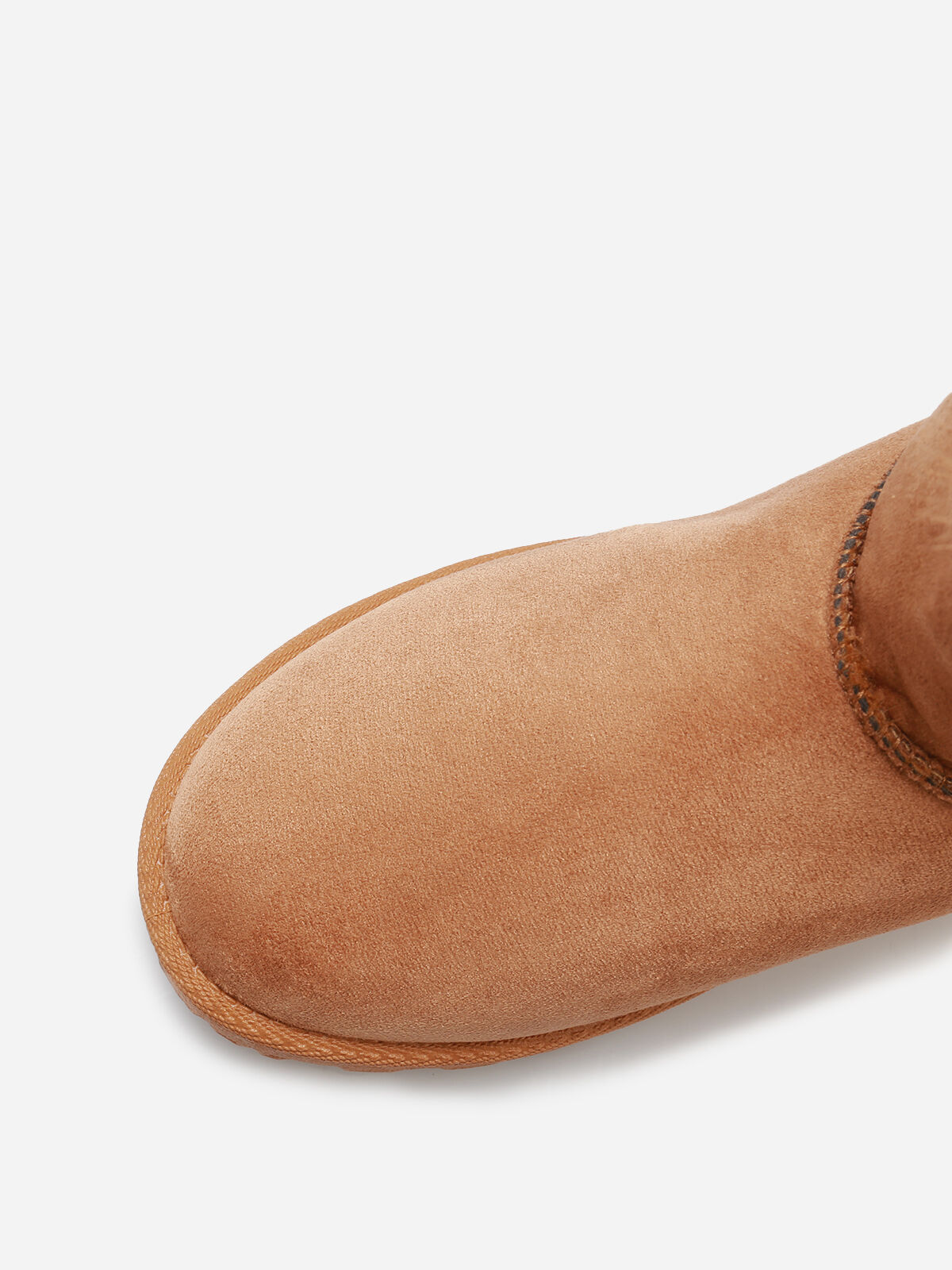 Boots en suédine fourrées à ruban noué- Camel