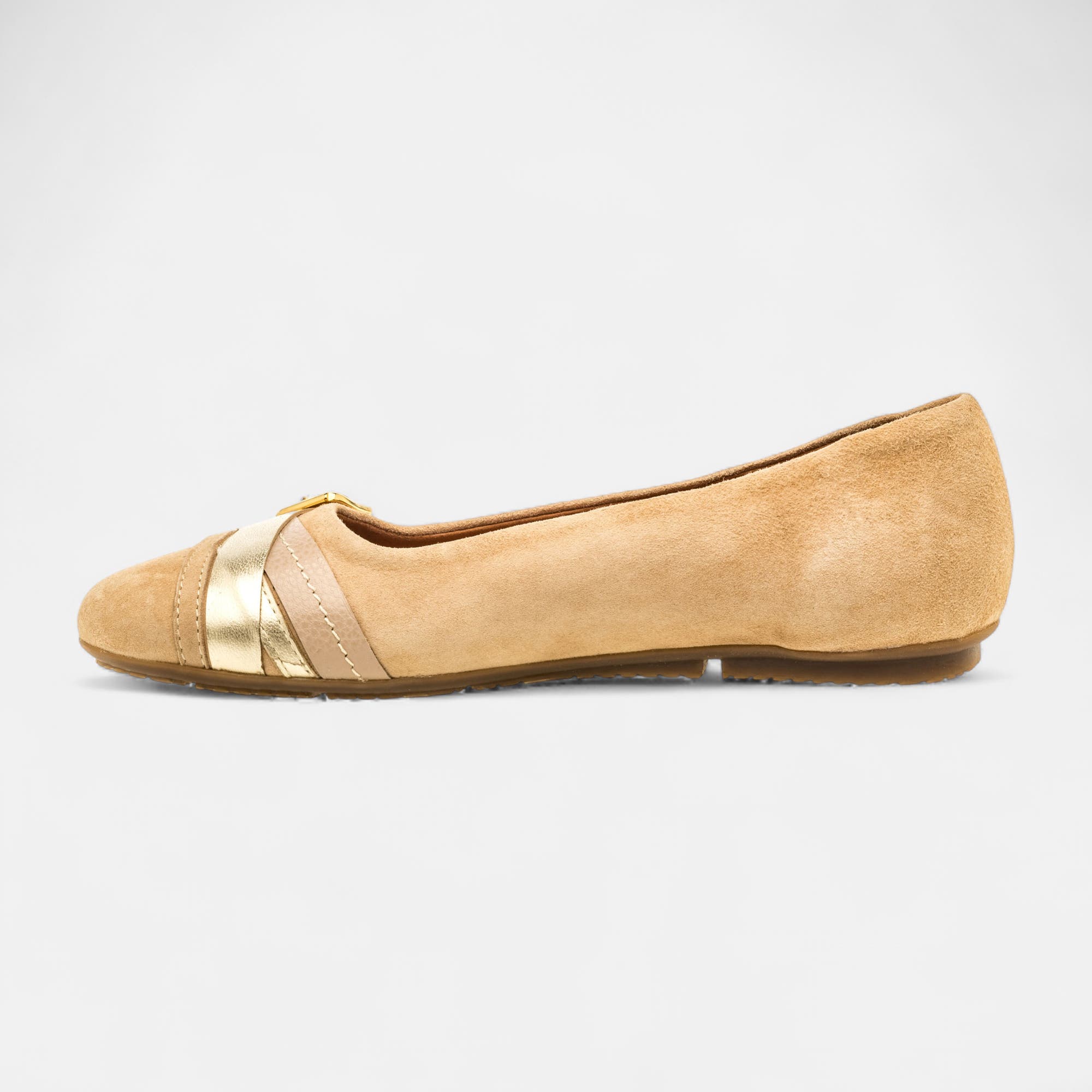 Ballerines Femme en cuir beige