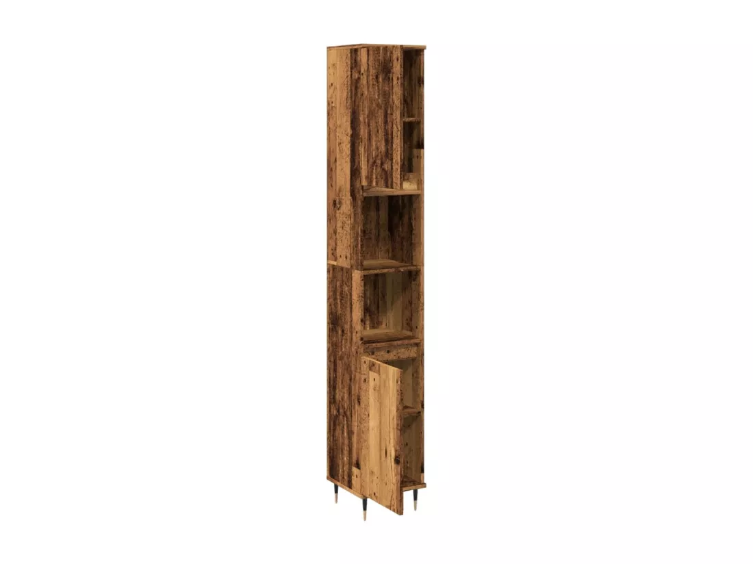Armoire de salle de bain vieux bois 30x30x190cm bois ingénierie