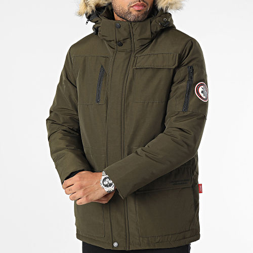 Doudoune Capuche Fourrure Capucka Vert Kaki