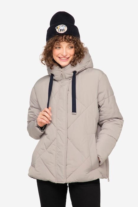 Steppjacke, Laurasøn-Kapuze, verdeckter Zipper, lange Seitenzipper