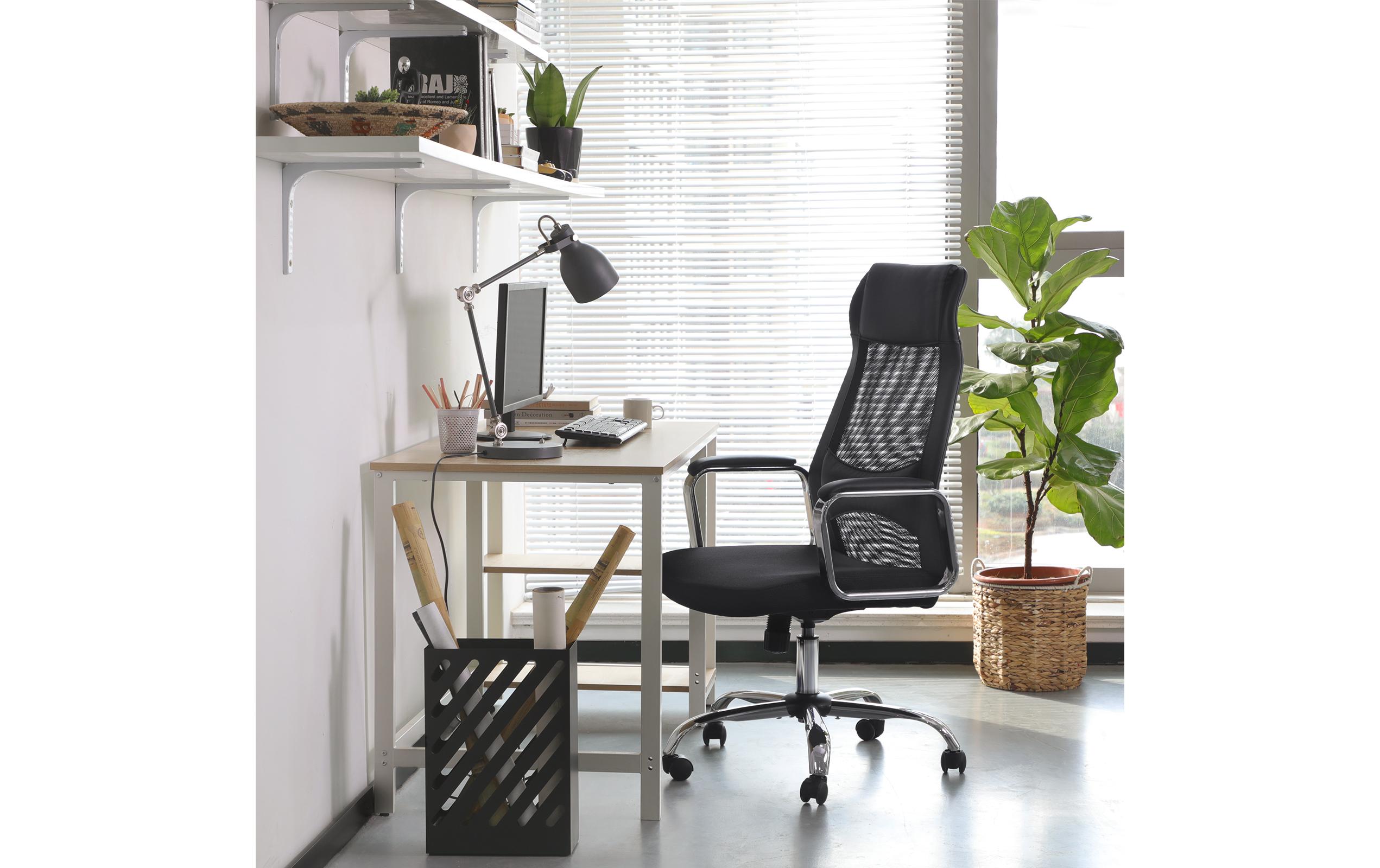 Bürostuhl mit atmungsaktiver Rückenlehne, Schwarz / Silber<br>Ergonomischer Schreibtischstuhl