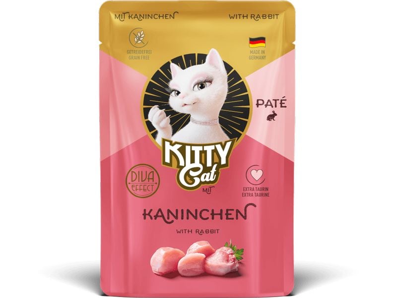 KITTY Cat Nassfutter Paté Pouch Kaninchen 85 g Feuchtfutter für Katzen mit Kaninchengeschmack