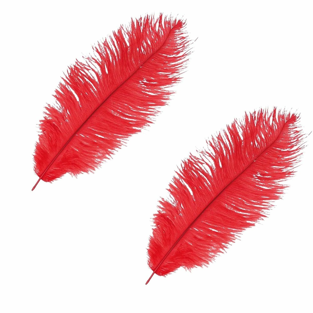 2 plumes d'autruche rouges