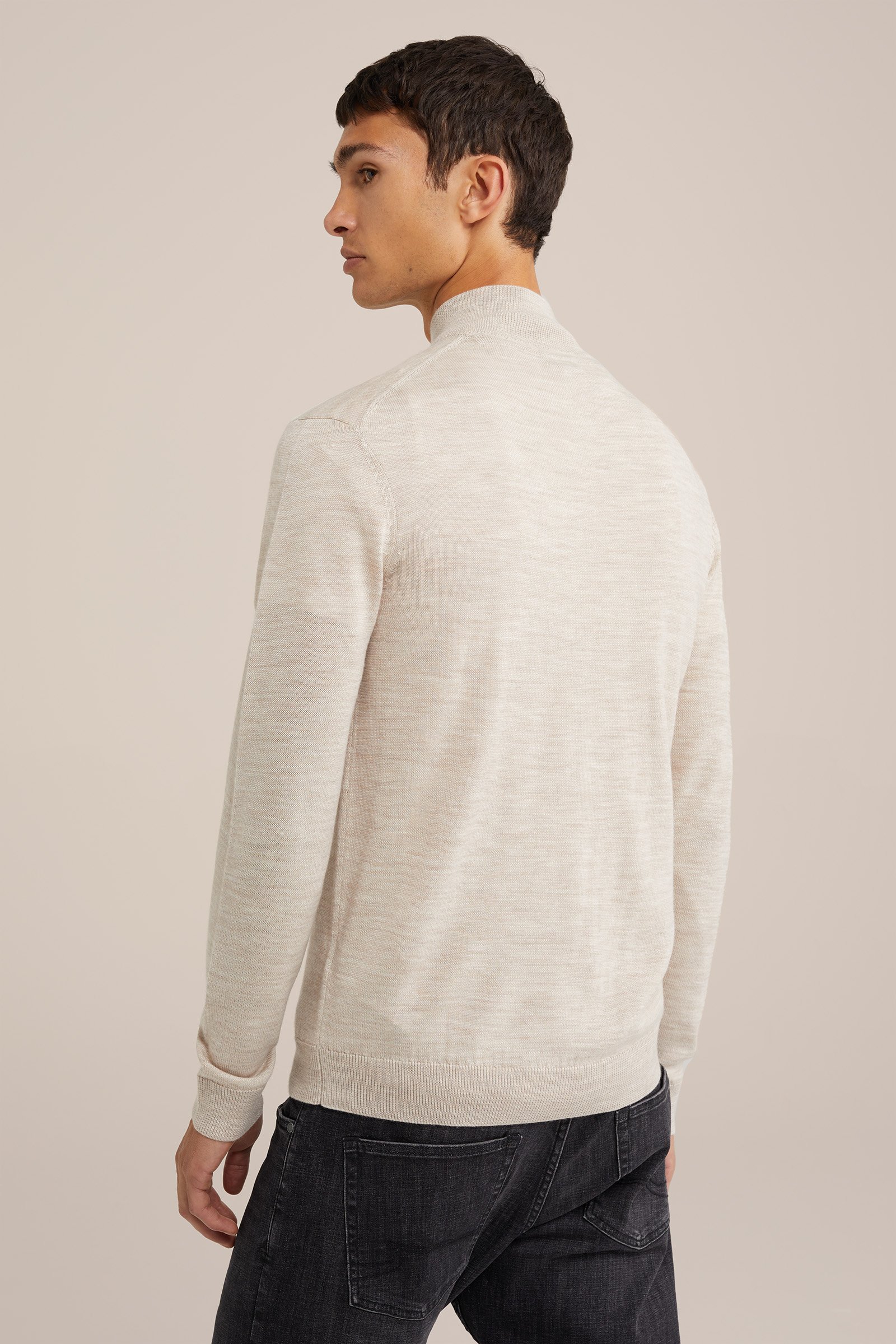 trui met rits van merinowol Fundamentals Beige