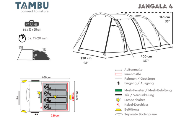 Tambu JANGALA Tunnelzelt für 4 Personen