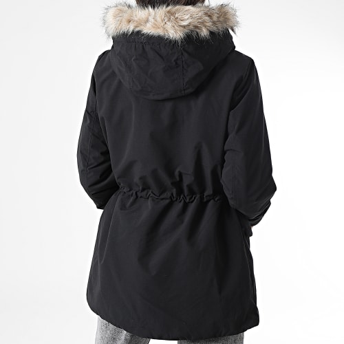 Parka Capuche Fourrure Femme Demi Noir