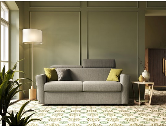 DIVANI.STORE - Canapé lit avalon matelas h18 cm anthracite 3 places maxi