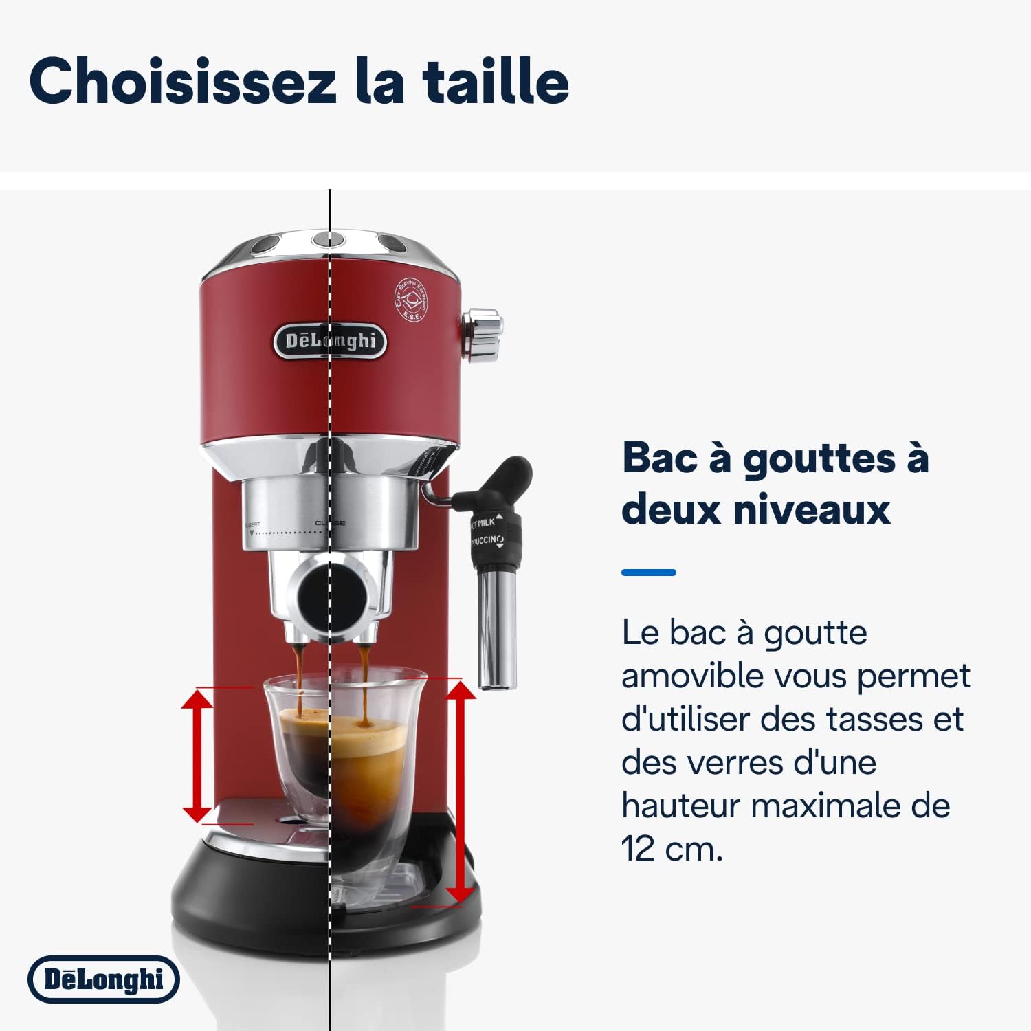 De'Longhi Dedica Style EC685.W, Machine à Café à Pompe en Acier Inoxydable Pour Café Moulu ou Dosettes, Machine à Espresso et Cappuccino, Réservoir de 1,3L, Système Anti-goutte, Blanc