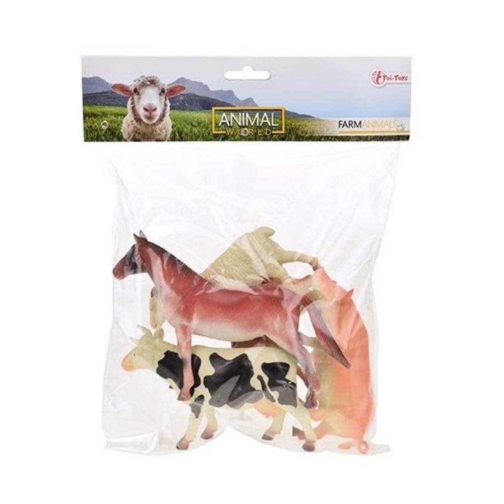 Animal World boerderijdieren in zak 5-delig