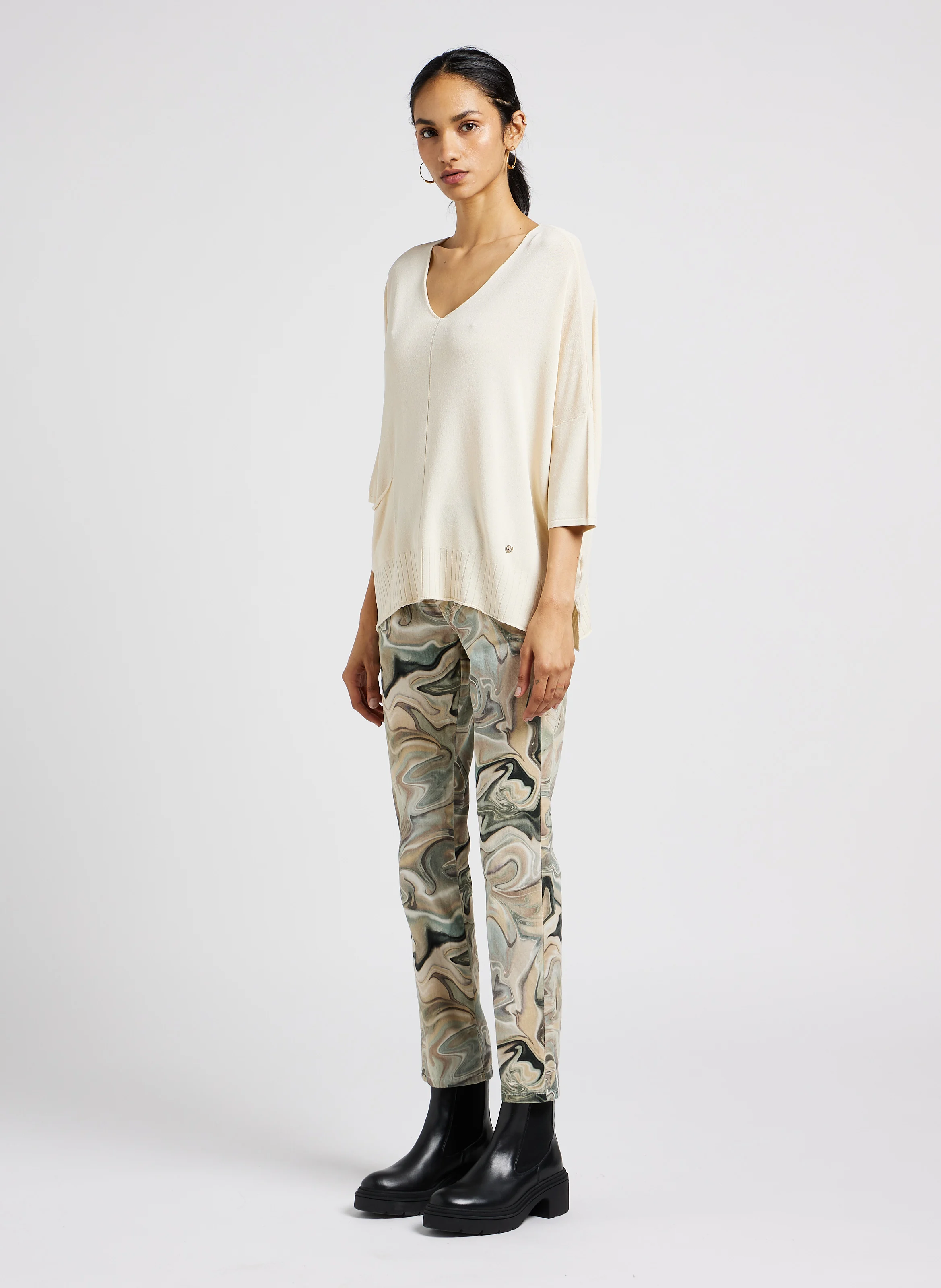 Pull oversize en maille fine | Blanc