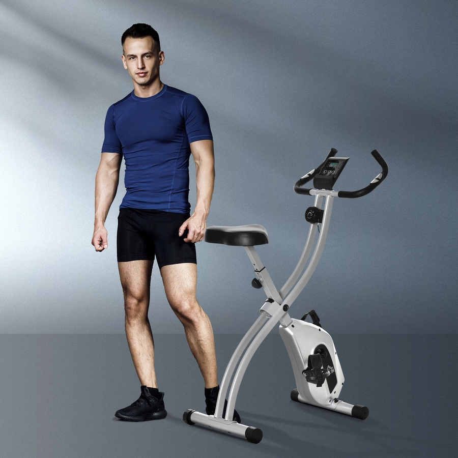 HOMCOM Heimtrainer mit 8 Wiederstandsstufen silber