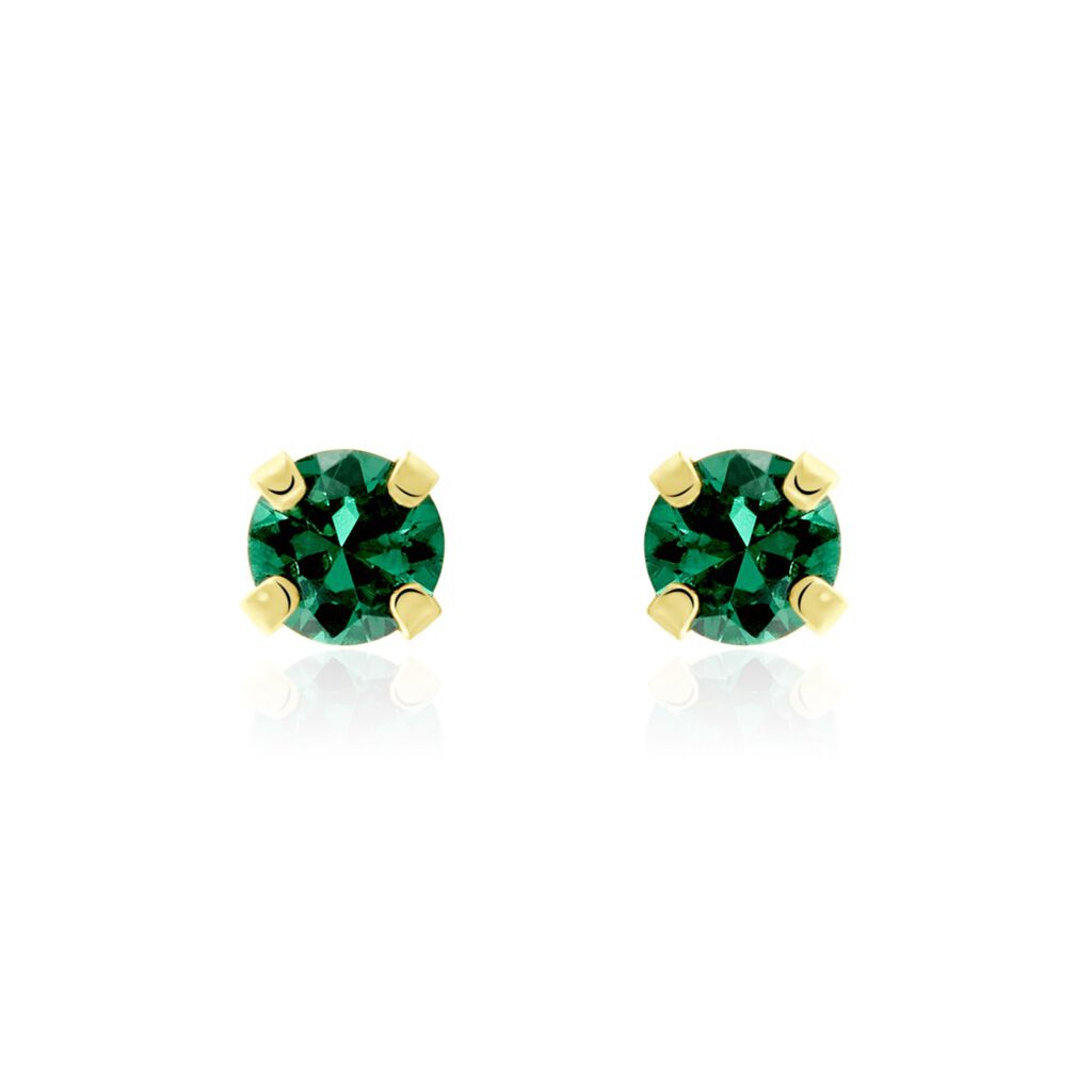 Boucles D'oreilles Puces Or Jaune Oxyde De Zirconium