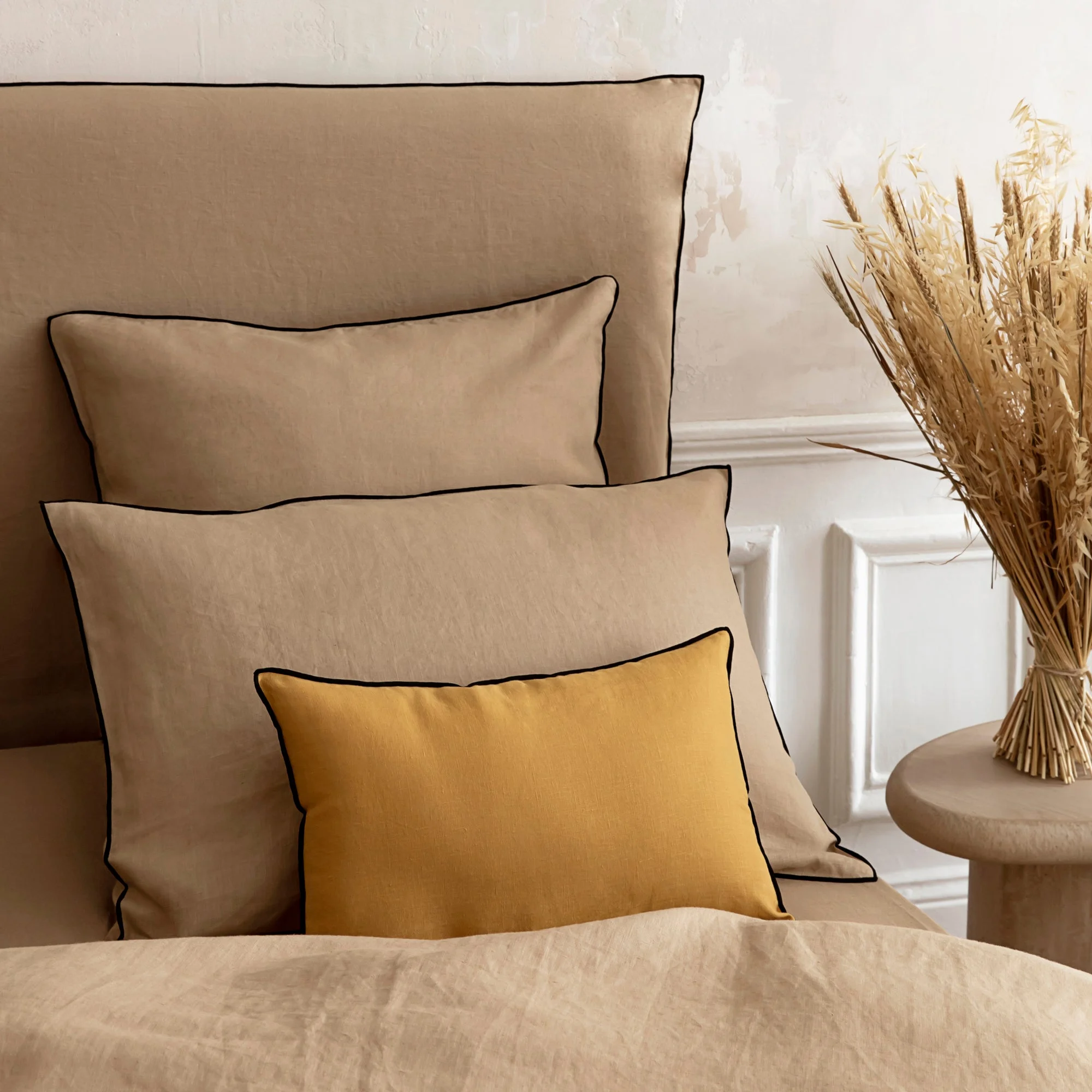 CARLINA - Lot de 2 taies d'oreiller | Beige