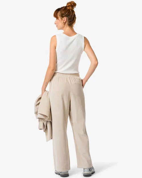 pantalon femme Lena velours côtelé jambes larges sable