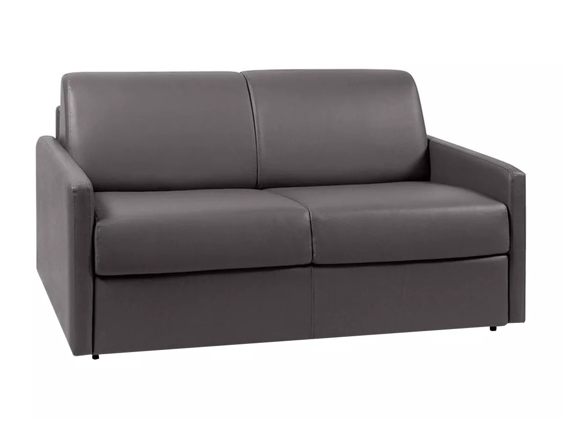 Canapé 2 places convertible express en simili gris - Couchage 120 cm - Matelas 14 cm CALIFE
