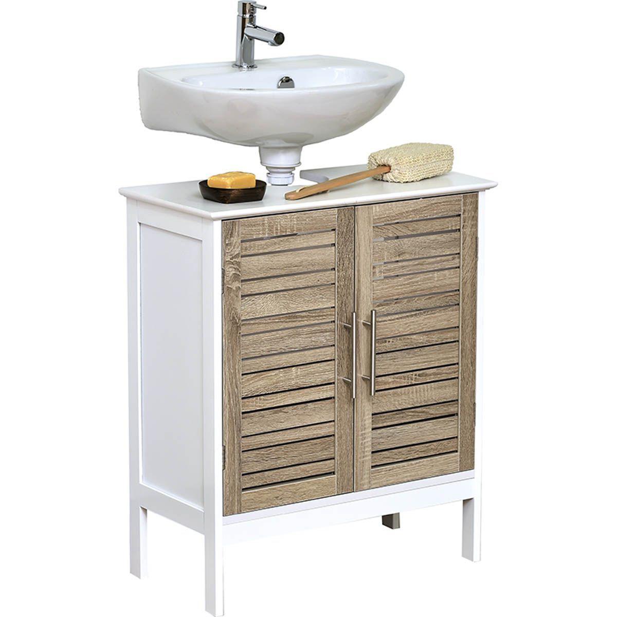 ELEMENT SOUS LAVABO STRUCTURE MDF 2 PORTES ET ETAGERE INTERI