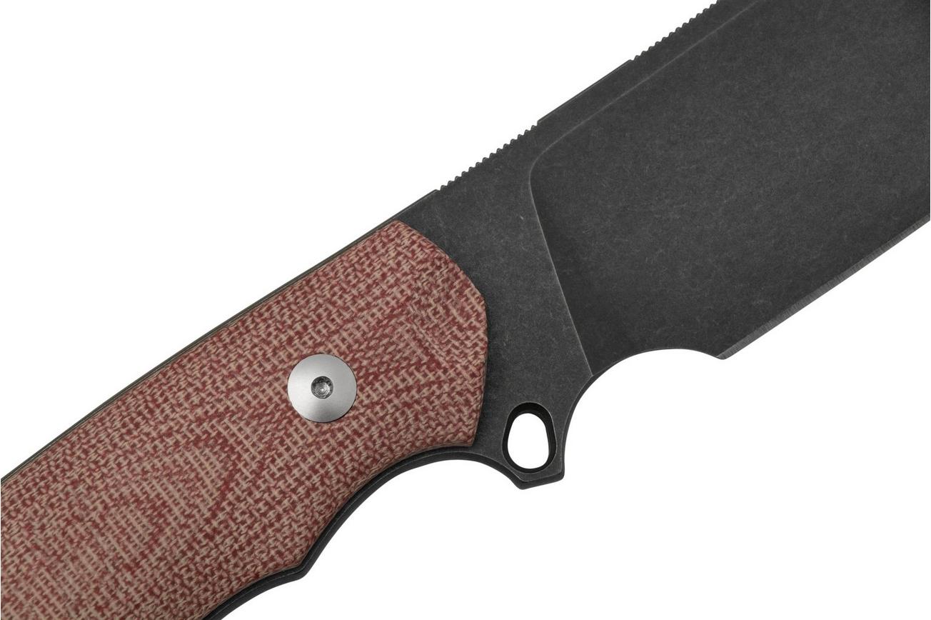 GiantMouse GMF4 Red Canvas Micarta, vaststaand mes, Ansø en Voxnaes design