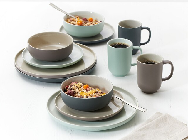 Ritzenhoff & Breker Kaffeebecher JASPER 6er Set - je 320 ml mintgrün/ weiß