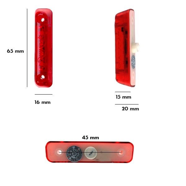 Feu de position arrière à led Jokon rouge 65X16x15mm