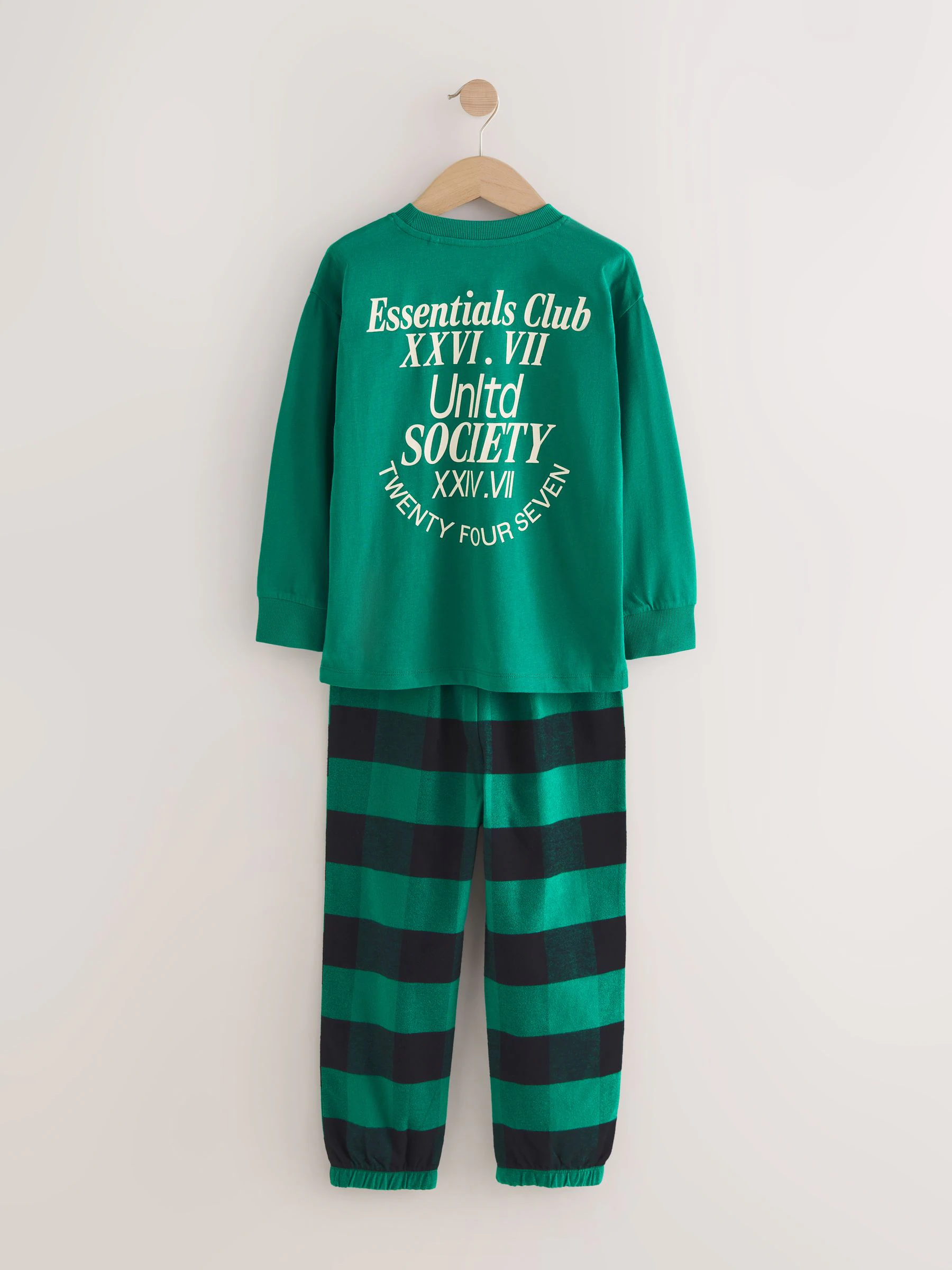 Zwart/groen/wit - Verpakking van 3 geweven geruite pyjama's (3-16 jr)
