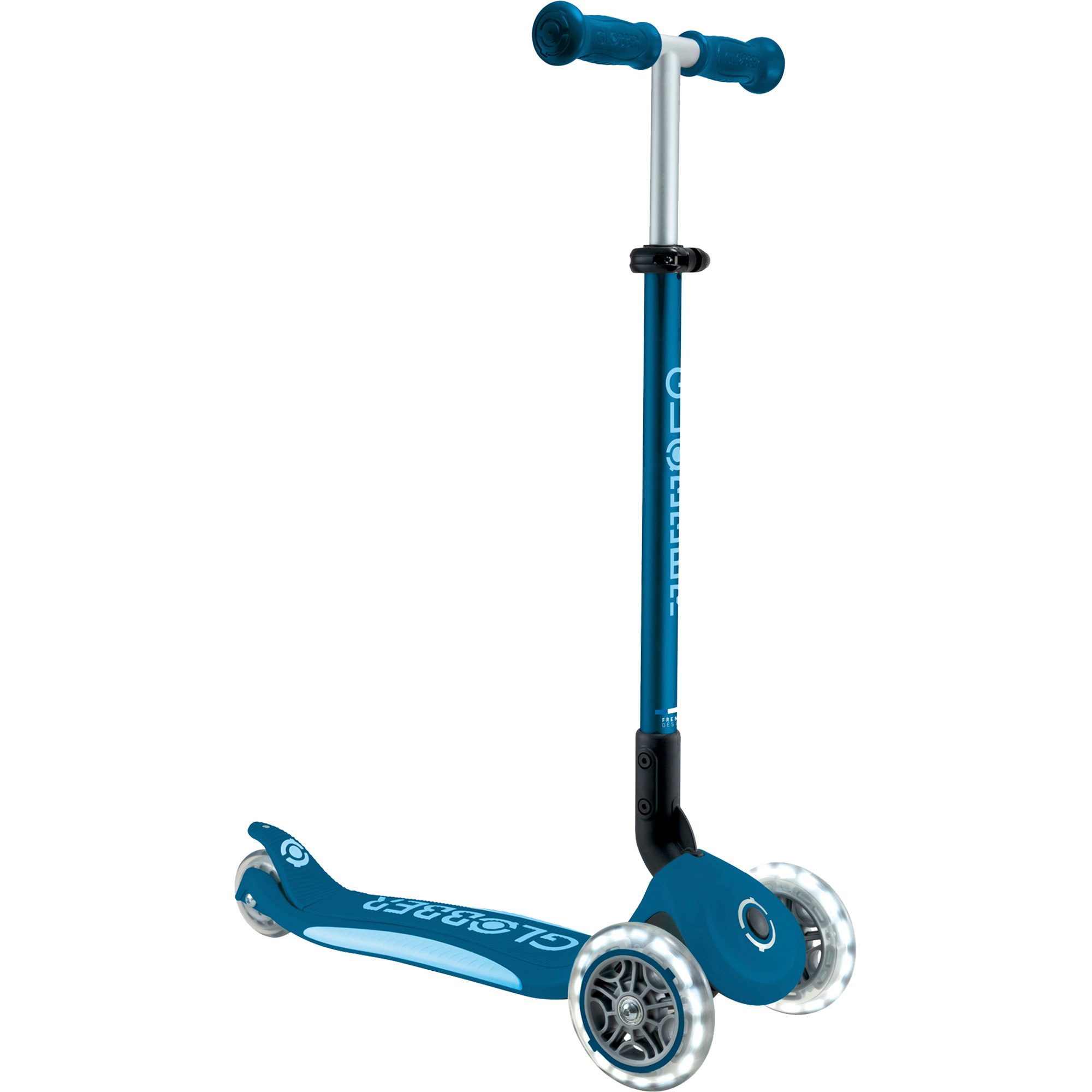 Globber Primo Foldable Lights Plus V2 Scooter Kinder petrole bleu