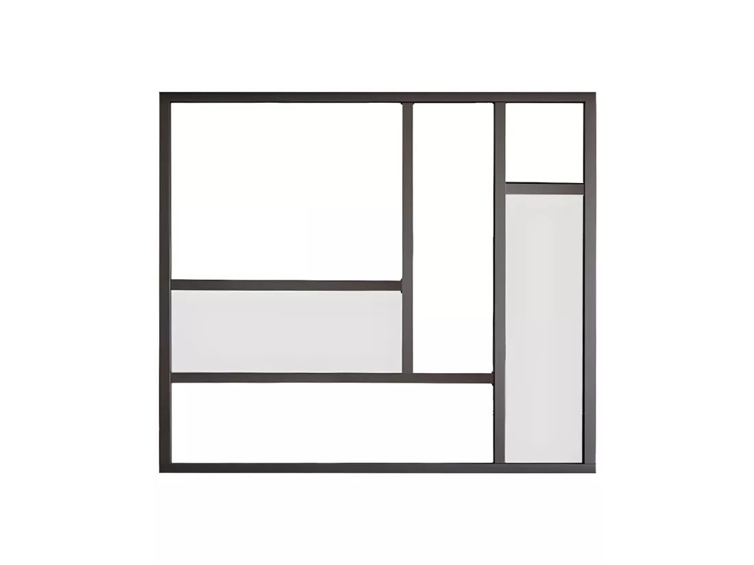 Verrière atelier design en aluminium thermolaqué avec miroirs 150x130 cm - Noir - ELEXIA
