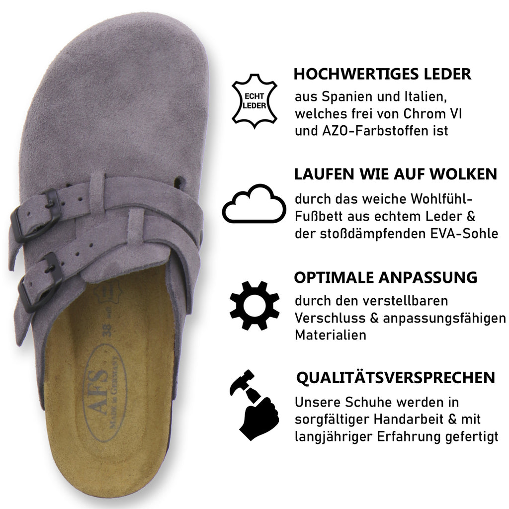 modischer Clogs Damen Leder graphit Velour