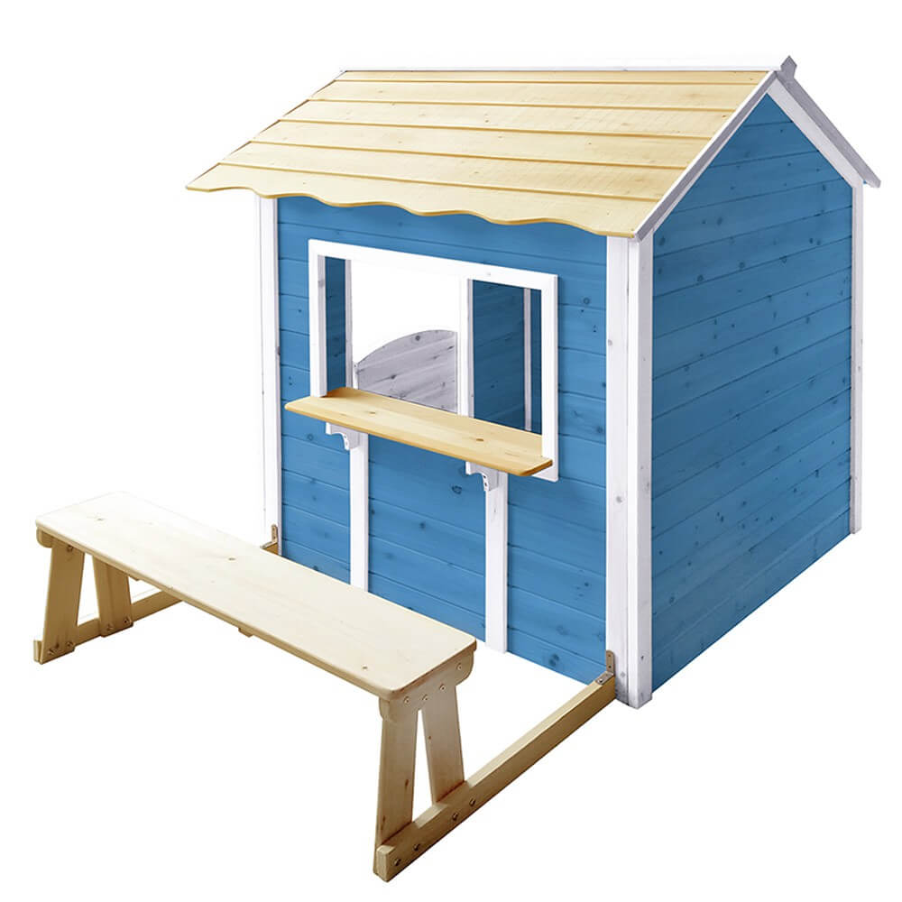 Home Deluxe - Speelhuis - HET GROTE PALEIS blauw - 166 x 138 x 132 cm - met bank - FSC-gecertificeerd kinderspeelhuis, incl. montagemateriaal | Tuinhuis, houten huis, kinderspeelhuis