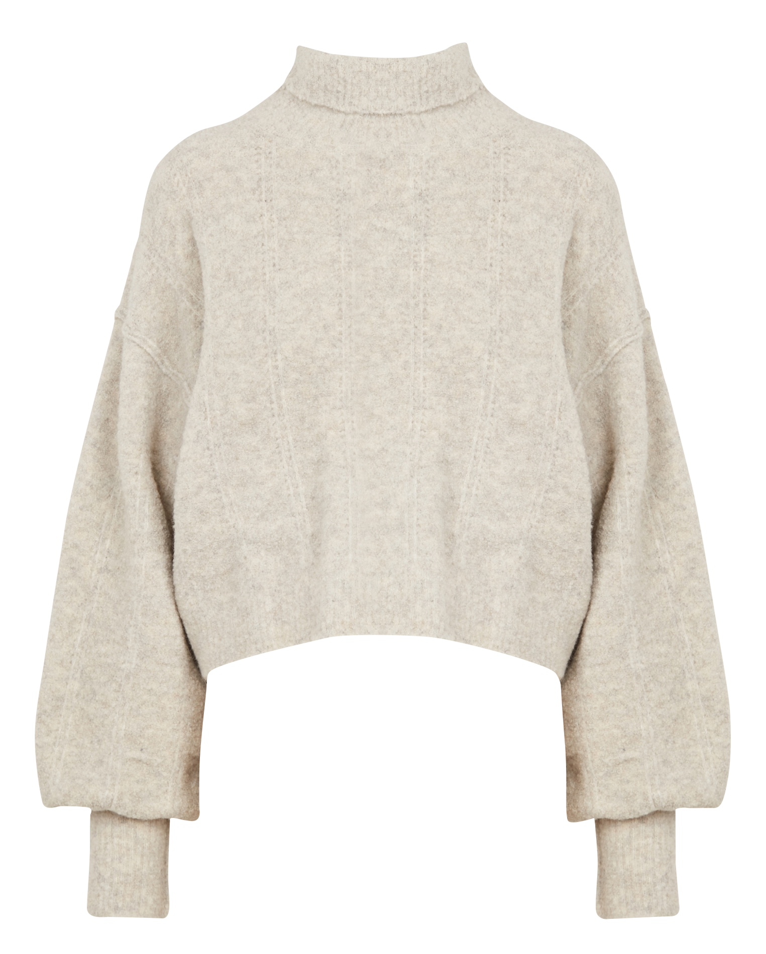 BAKU - Pull col montant en laine mélangé| Gris
