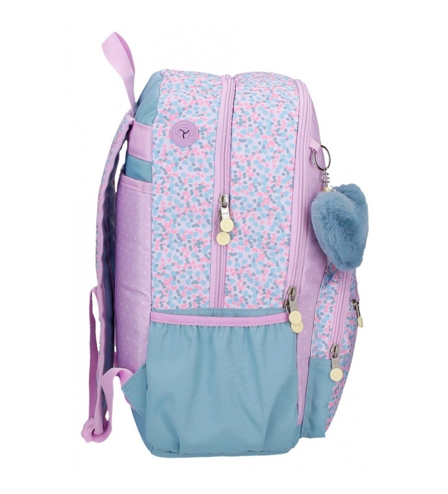 Mochila Joumma Bags EnsoCute Girl com dois compartimentos, roxa - 32x44x17cm