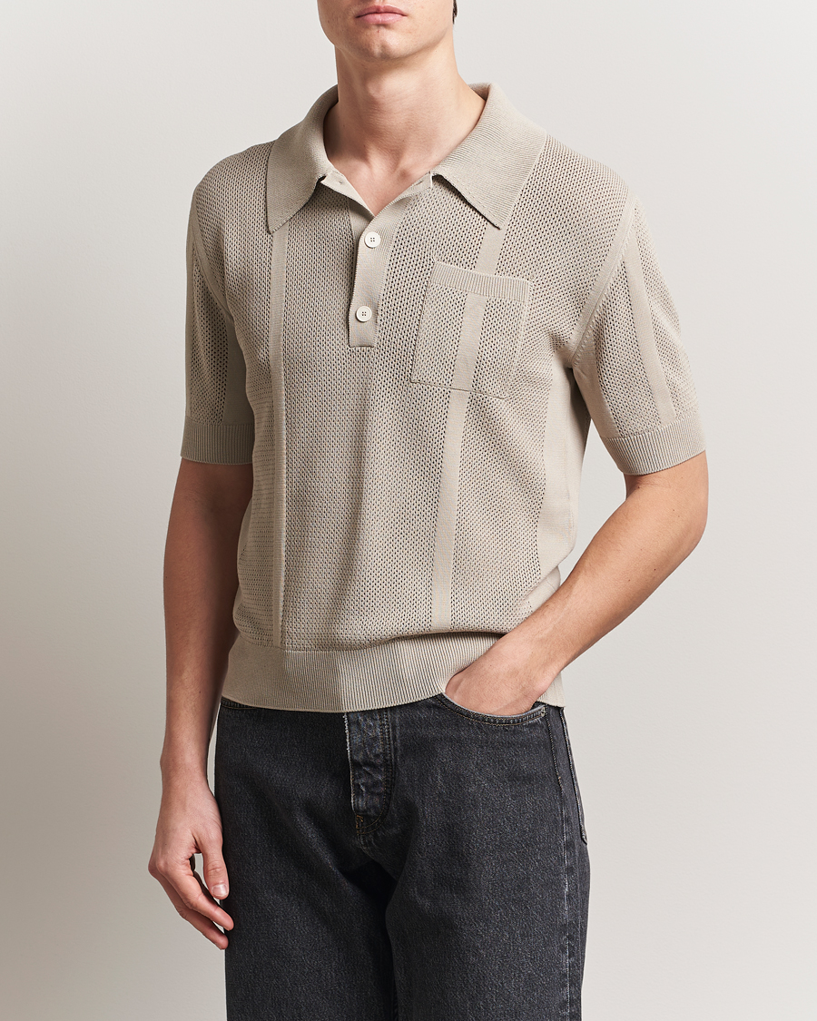 Lanvin Striped Jacquard Polo Light Beige