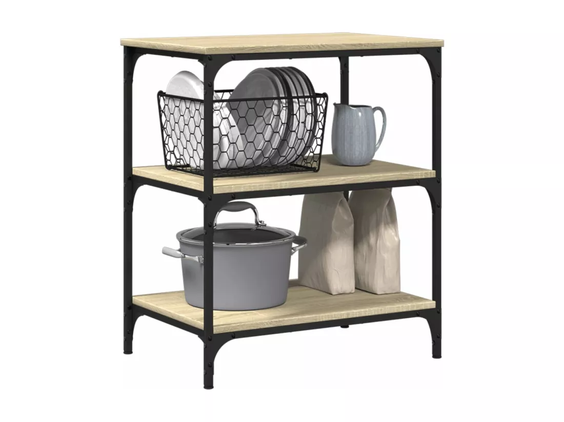 Chariot de cuisine chêne sonoma 60x41x76 cm bois d'ingénierie
