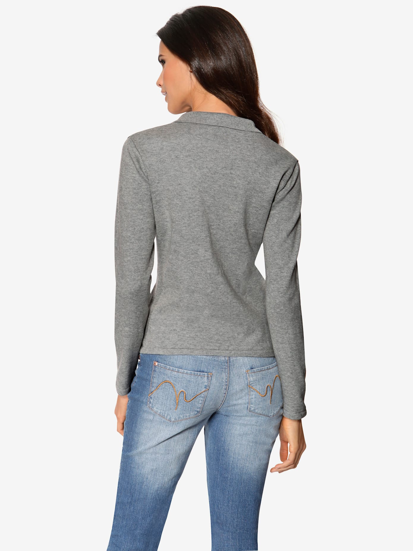 Veste en tricot fin superbe basique avec poches plaquées