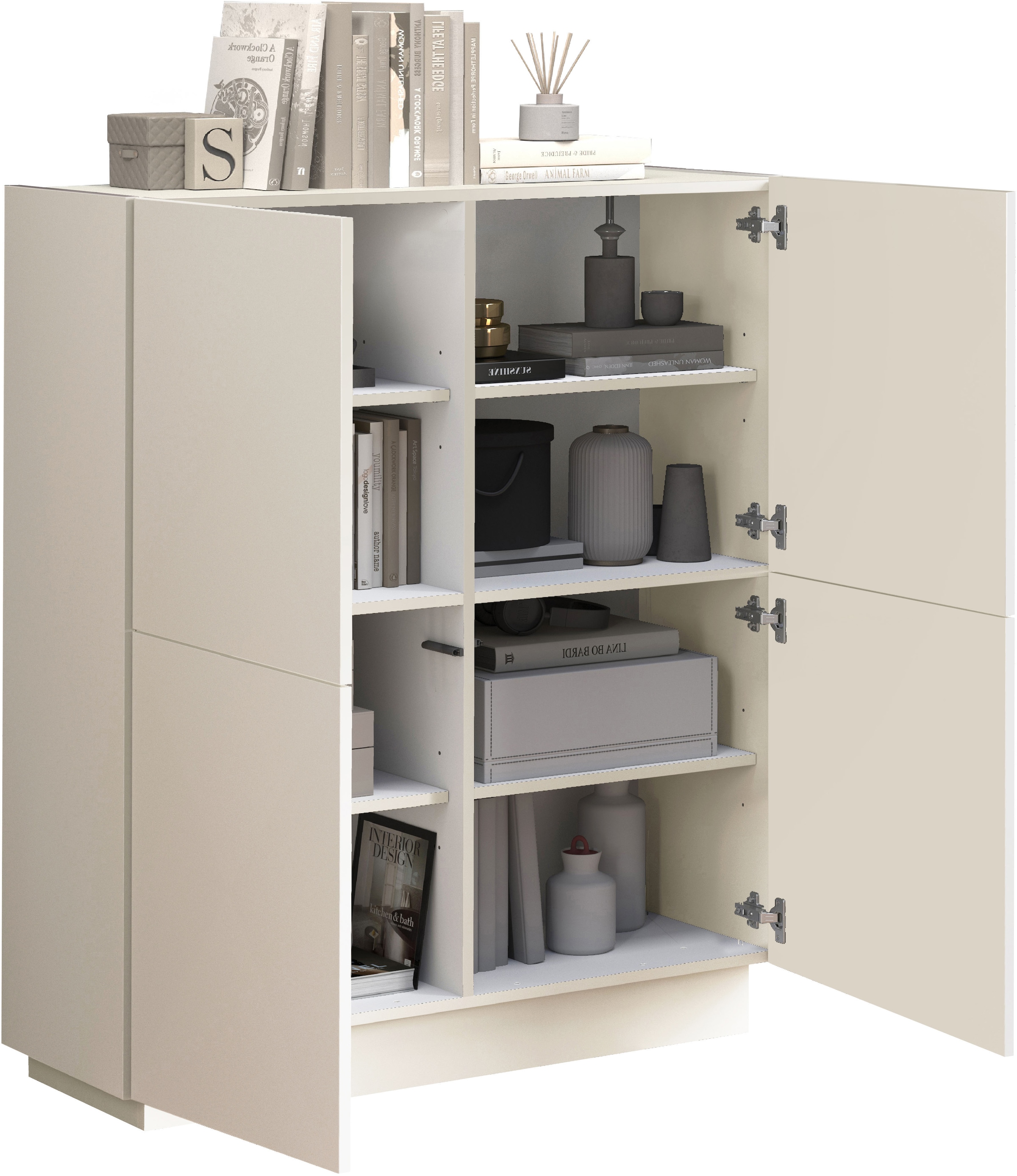INOSIGN Highboard »VELA, Highboard, Höhe 120 cm,Design mit schrägen Türen« 1 Stk. tlg. Made in Italy, Masse-B/T/H: 100x35x120,hohes Sideboard,Anrichte,Kommode