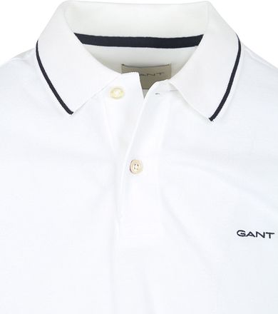 Gant Tipping Piqué Poloshirt Wit 2062034-110 kopen