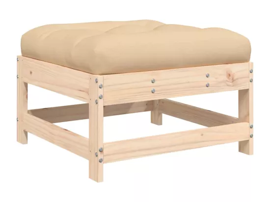 Repose-pied de jardin avec coussin bois de pin massif