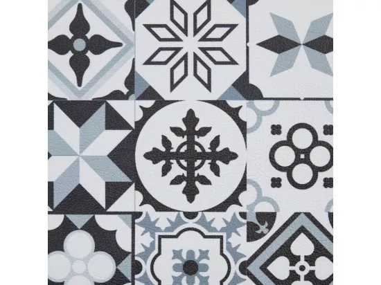 tapis cuisine 120x170 en PVC gris et noir motif floral PVC KIT